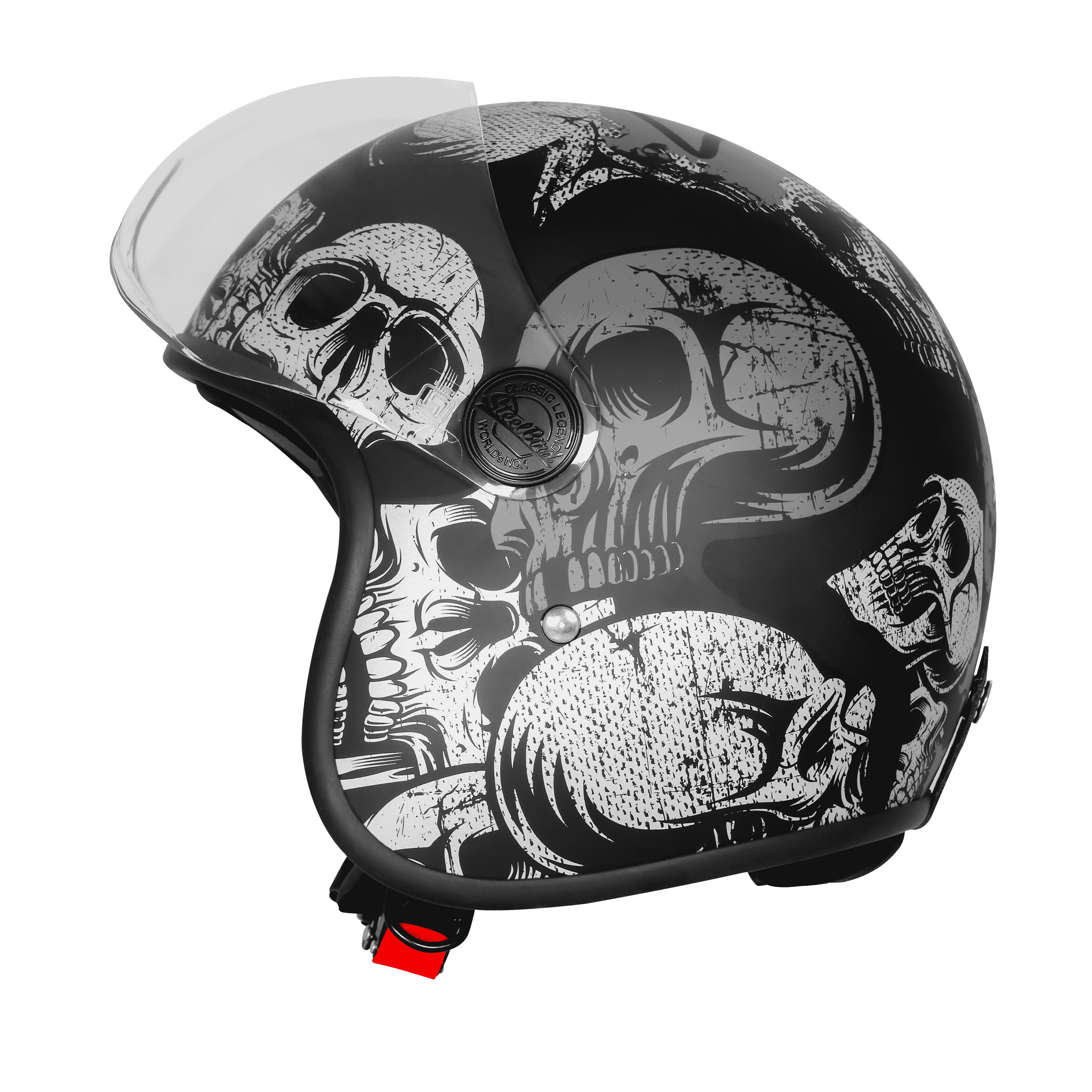 SBH-54 VINTAGE SKULL GLOSSY BLACK WITH GREY
